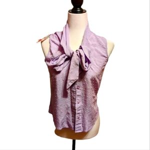 Calvin Klein sleeveless blouse with bow. Purple. Size XS. NWT